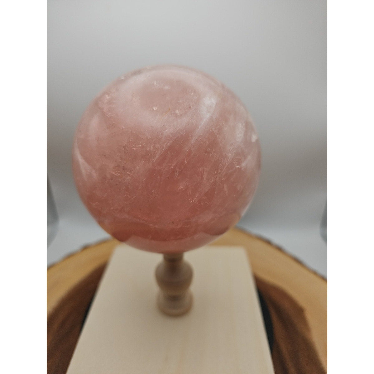 3.04LB Natural Pink Rose Quartz Crystal Sphere 98-107mm W/stand
