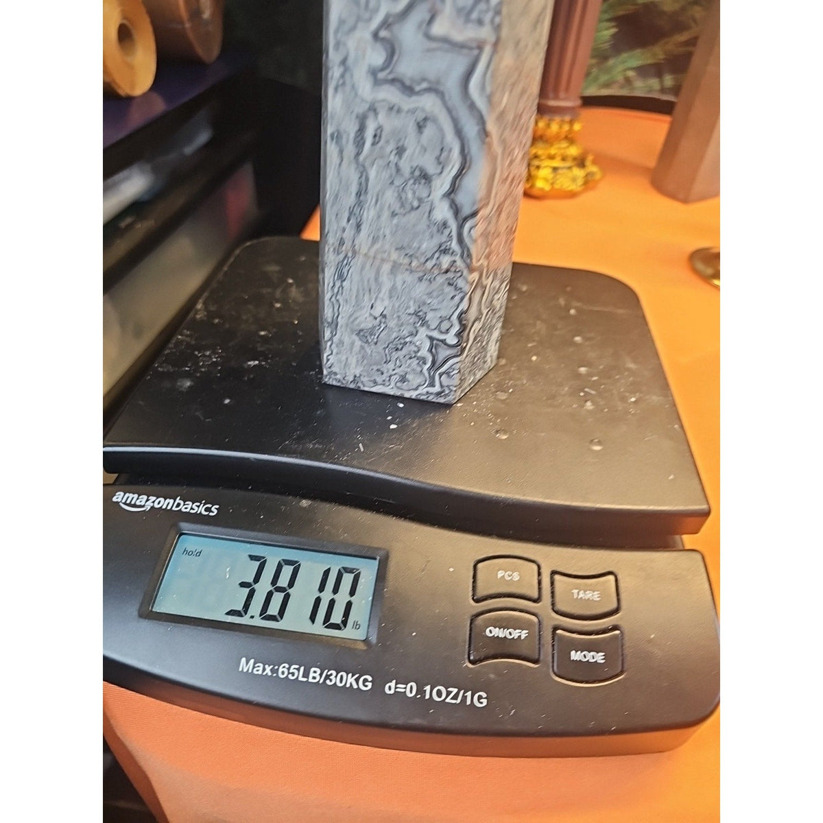 3.81LB 1Pcs Natural Gray Crazy Lace Jasper Crystal Point Tower Healing