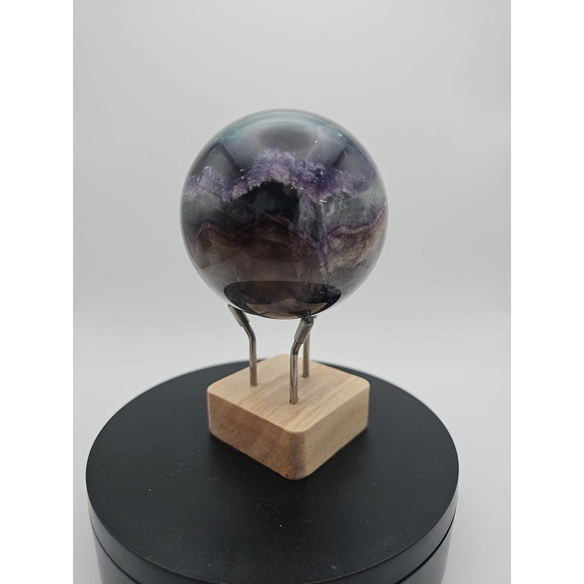 Natural Fluorite Crystal Sphere — 1.5lb, Purple & Green Banding