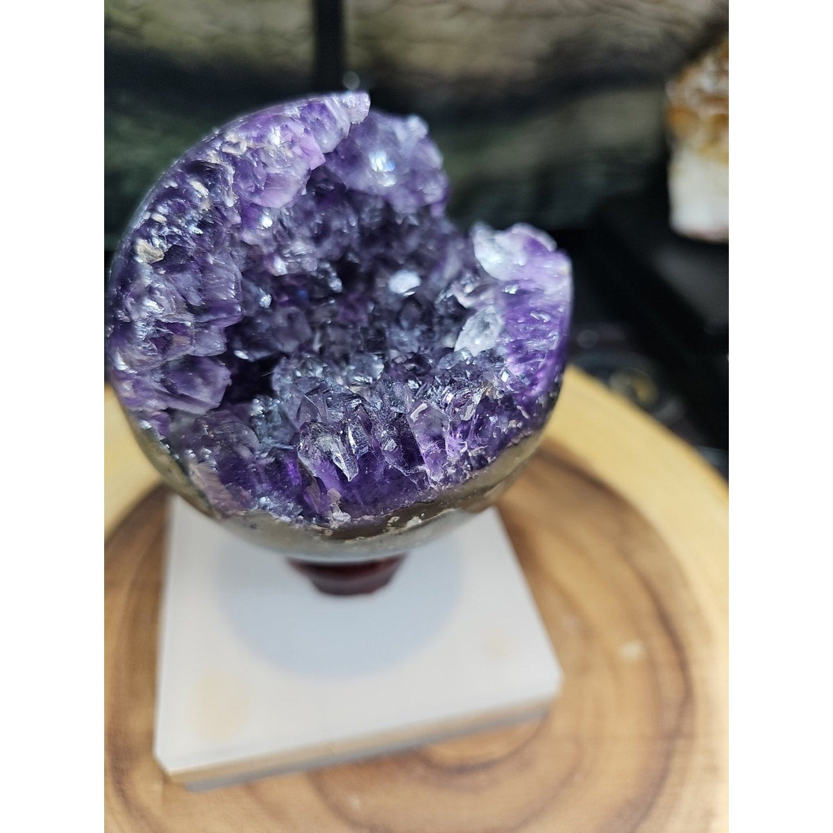 Purple Quartz Crystal Cave Geode – 1.92 lb Brazil