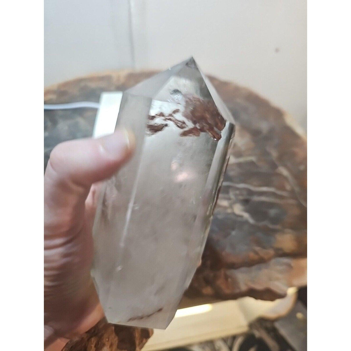 Madagascar Green Ghost Phantom Quartz Obelisk - 1.73LB Vitreous Healing Point