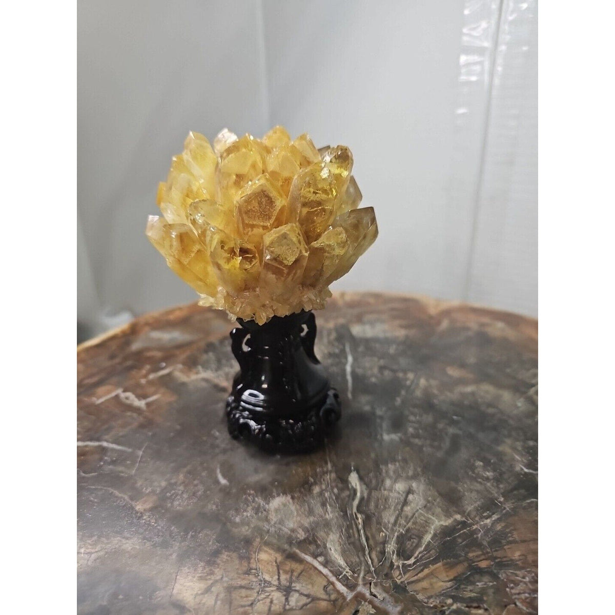 Yellow Phantom Quartz Cluster with Stand – 1.12 lb