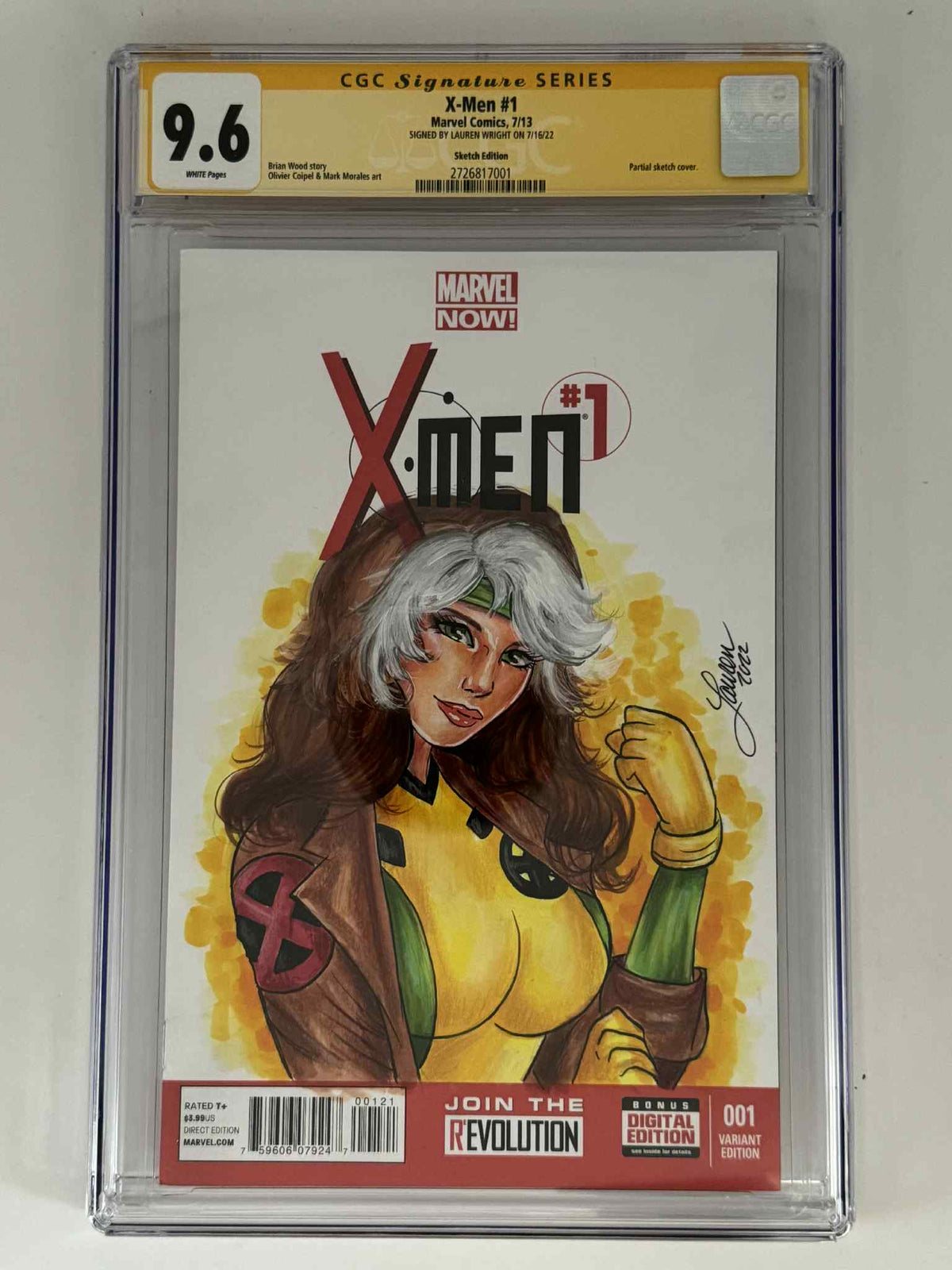 [Signed & Sketch by Lauren Wright] X-Men #1 CGC 9.6 Yellow Label Exclusive Sketch Var