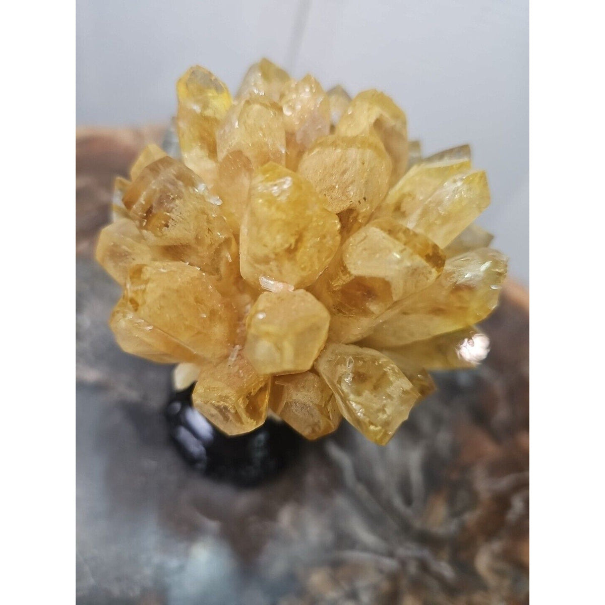 Yellow Phantom Quartz Cluster with Stand – 1.12 lb