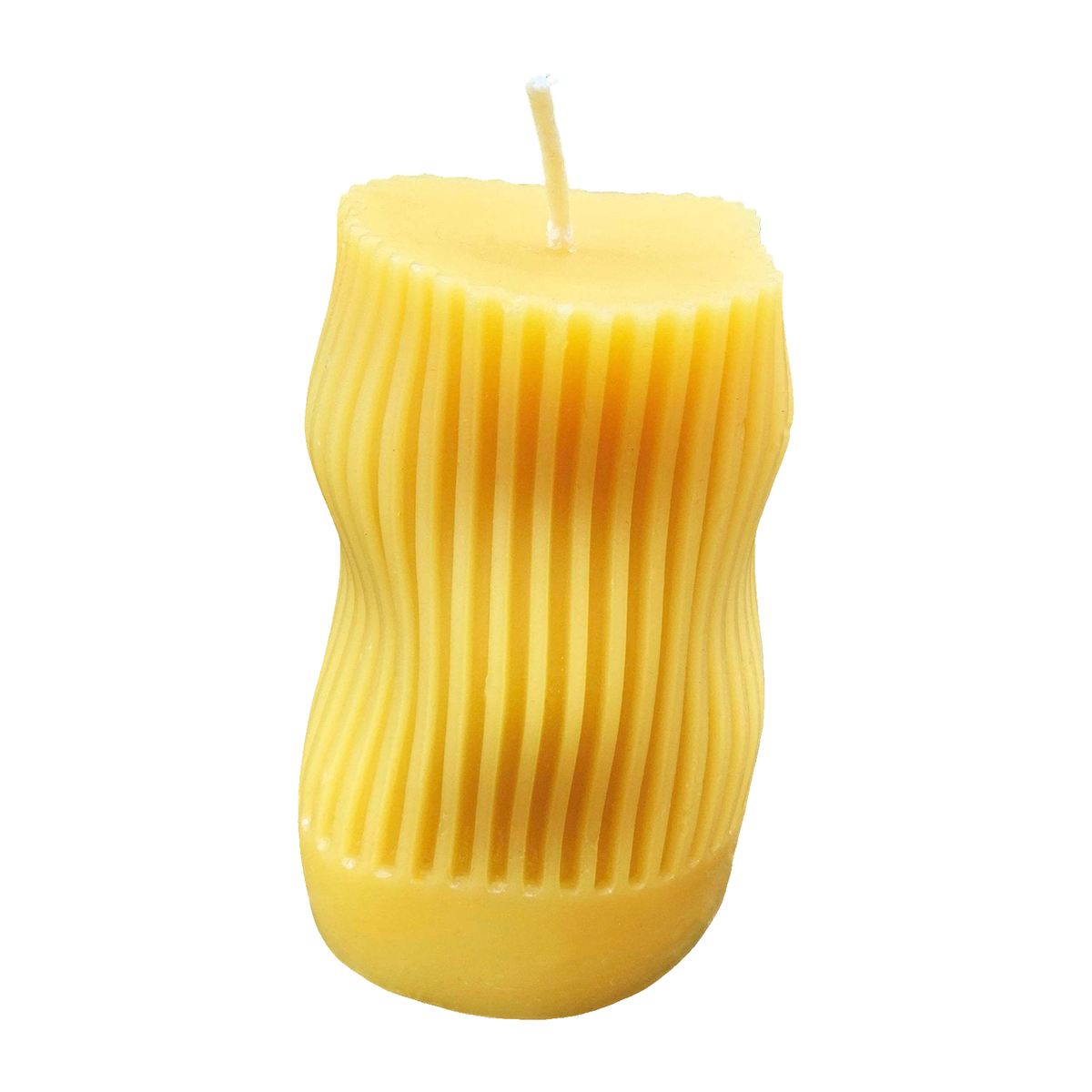 Curvy Irregular Modern Striped Beeswax Pillar Candle