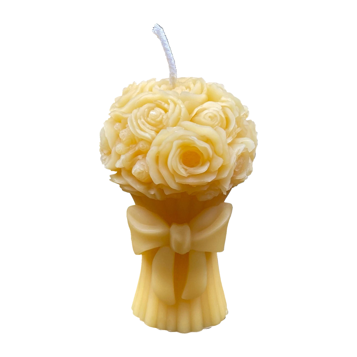 Rose & Bow Flower Bouquet Beeswax Candle