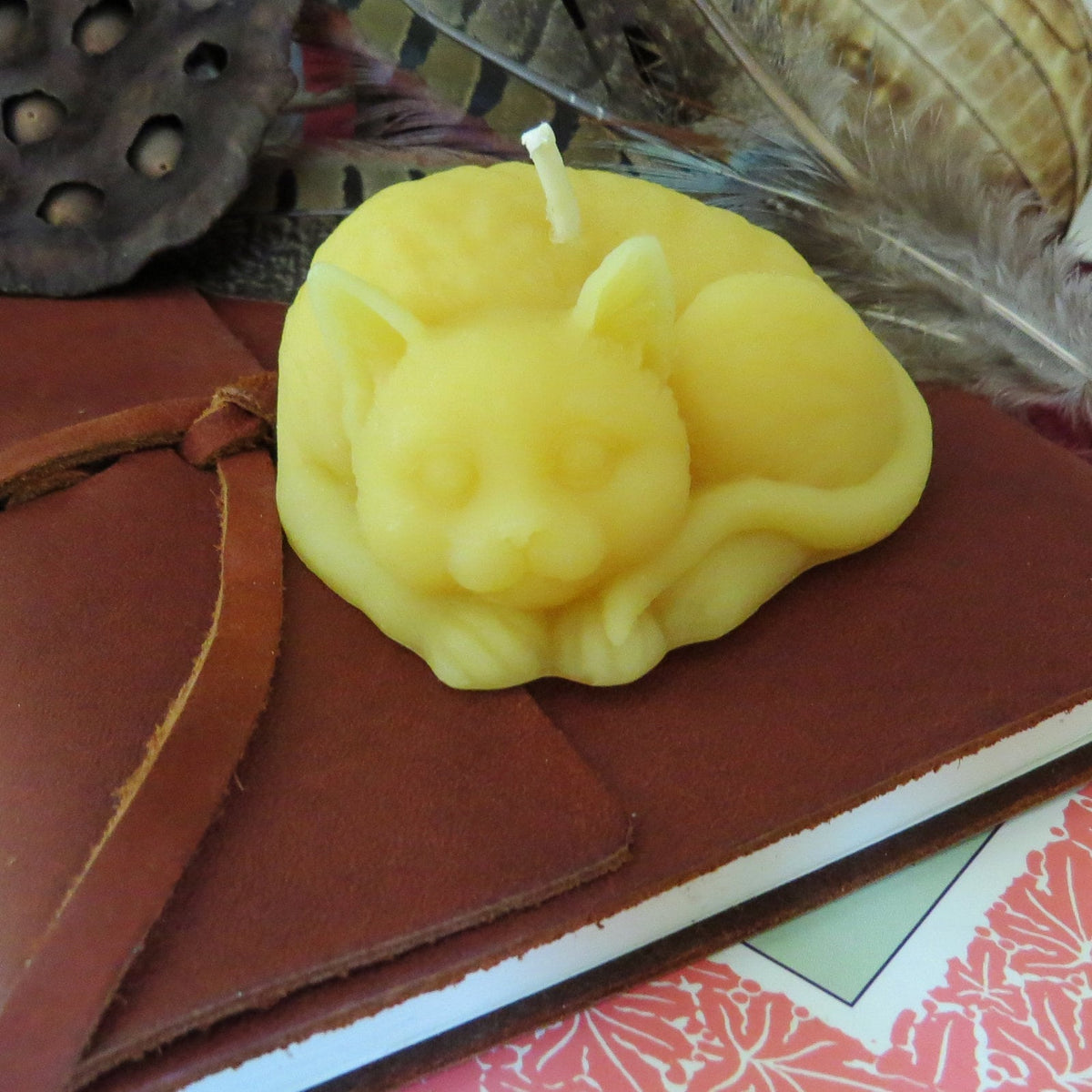 Sleepy Cat Beeswax Candle