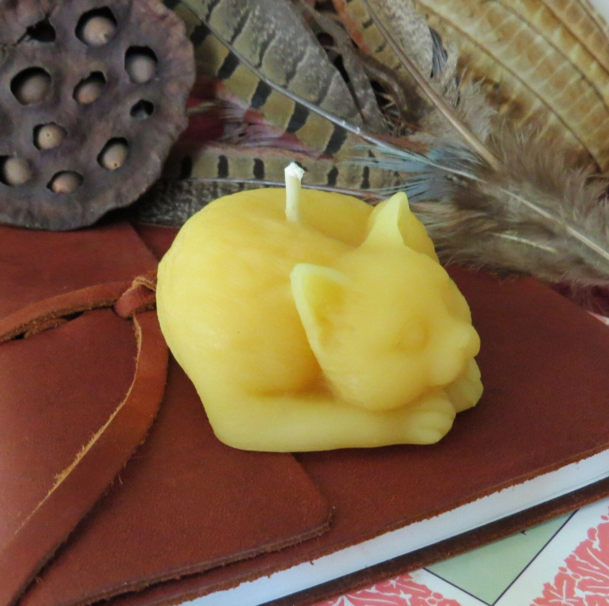 Sleepy Cat Beeswax Candle