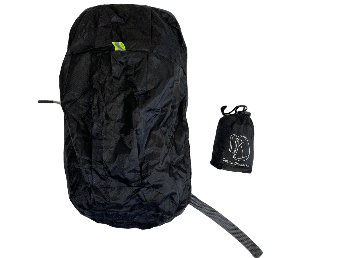 Black polyester day pack