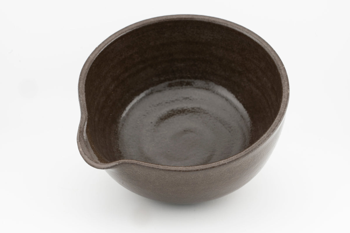 Matcha Set - Brown Stoneware | Bowl with Matching Whisk Holder | Chawan and Chasentate