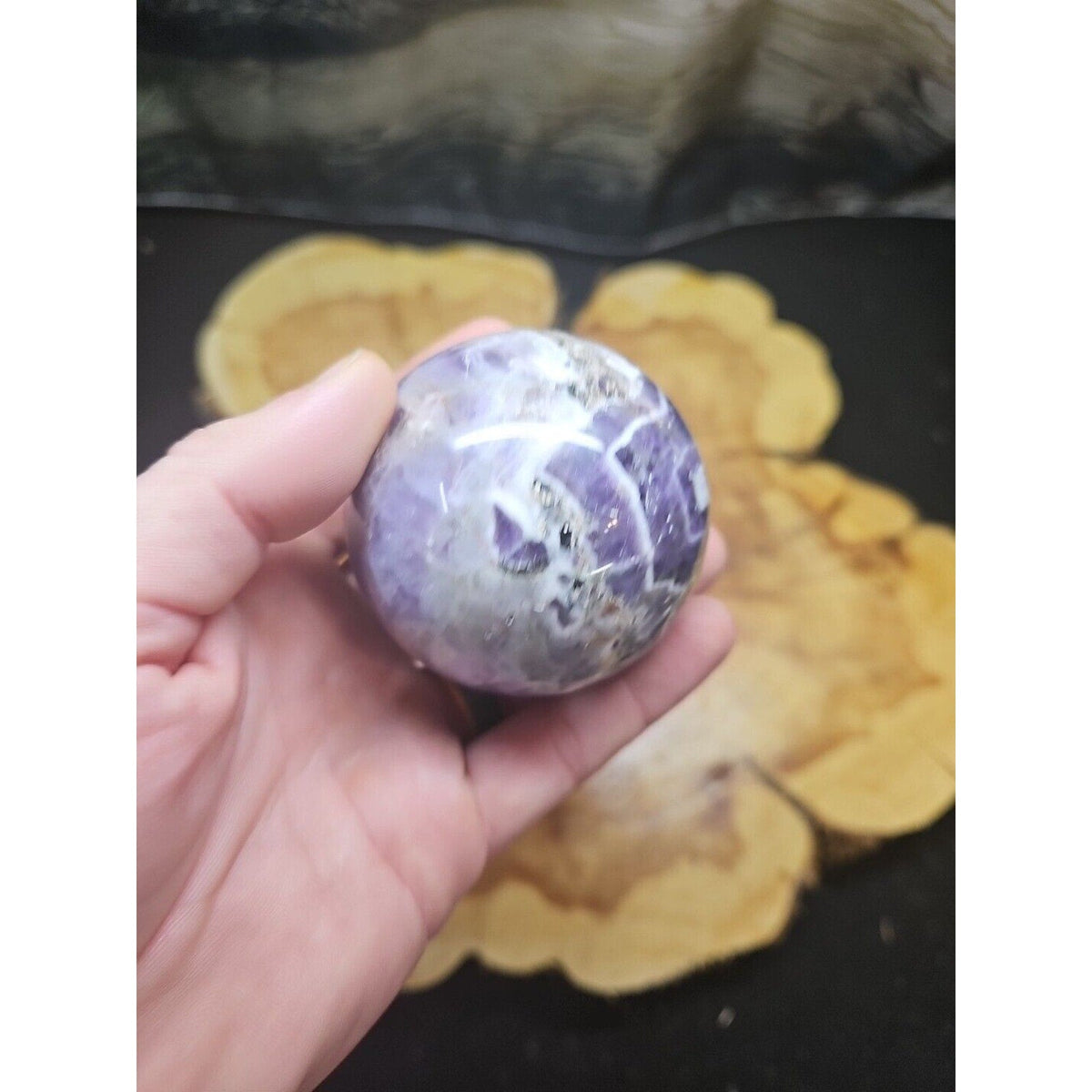 Amethyst Sphere — 65mm with Glass Stand, 1 lb