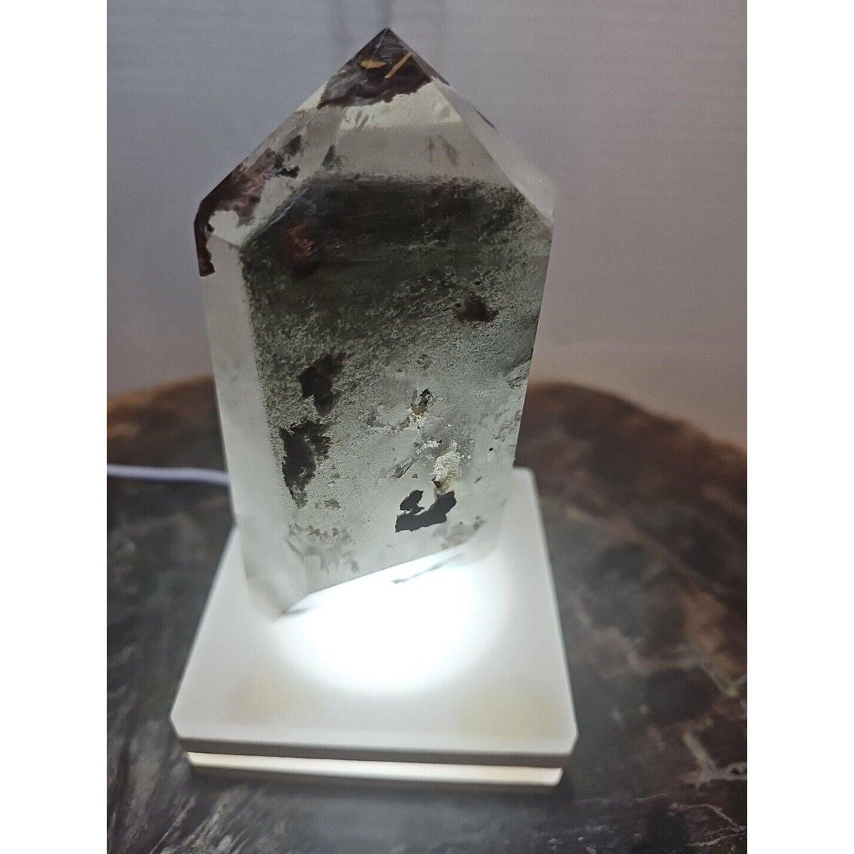 Madagascar Green Ghost Phantom Quartz Obelisk - 1.73LB Vitreous Healing Point