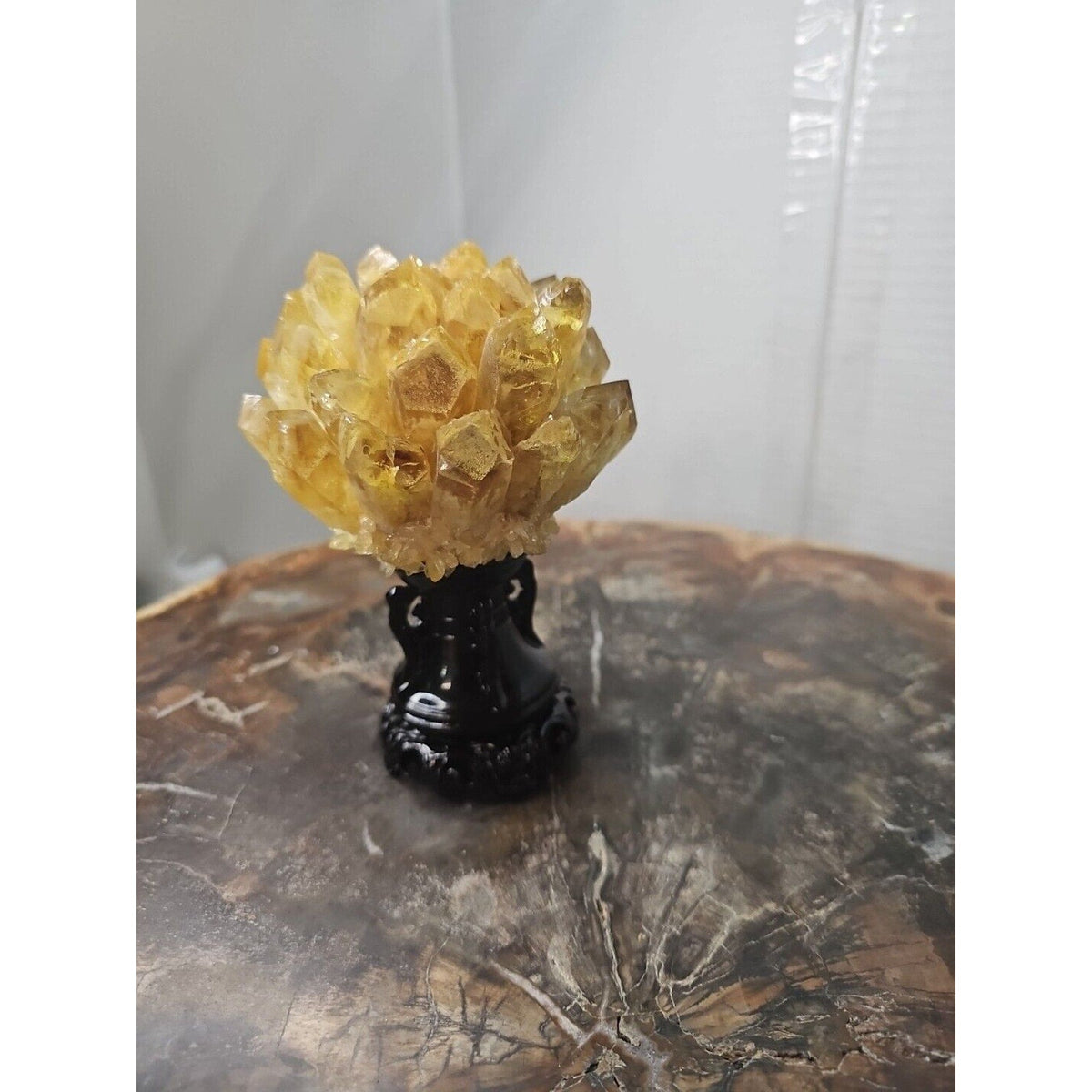 Yellow Phantom Quartz Cluster with Stand – 1.12 lb