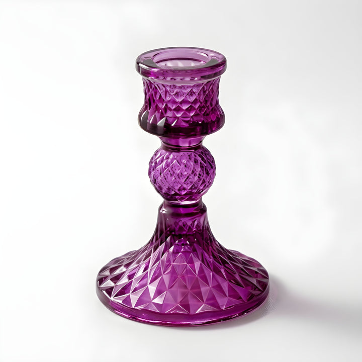 Colored Glass Taper Holder | Dark Purple