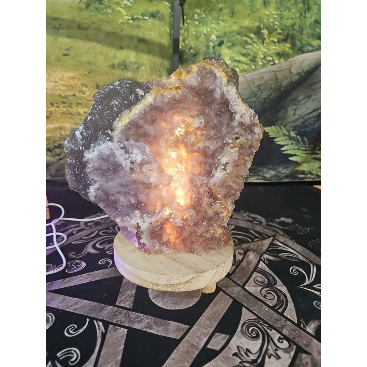 Fluorite Quartz Cluster with LED Stand – 11.9 lb