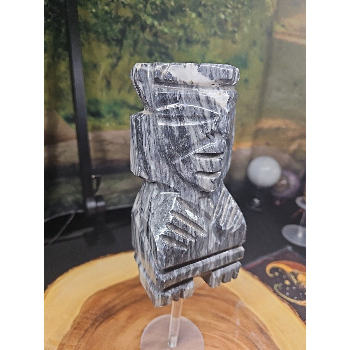 Carved Onyx Aztec Mayan Tiki Sculpture — 4 lbs, 7 inches, Mexican Onyx