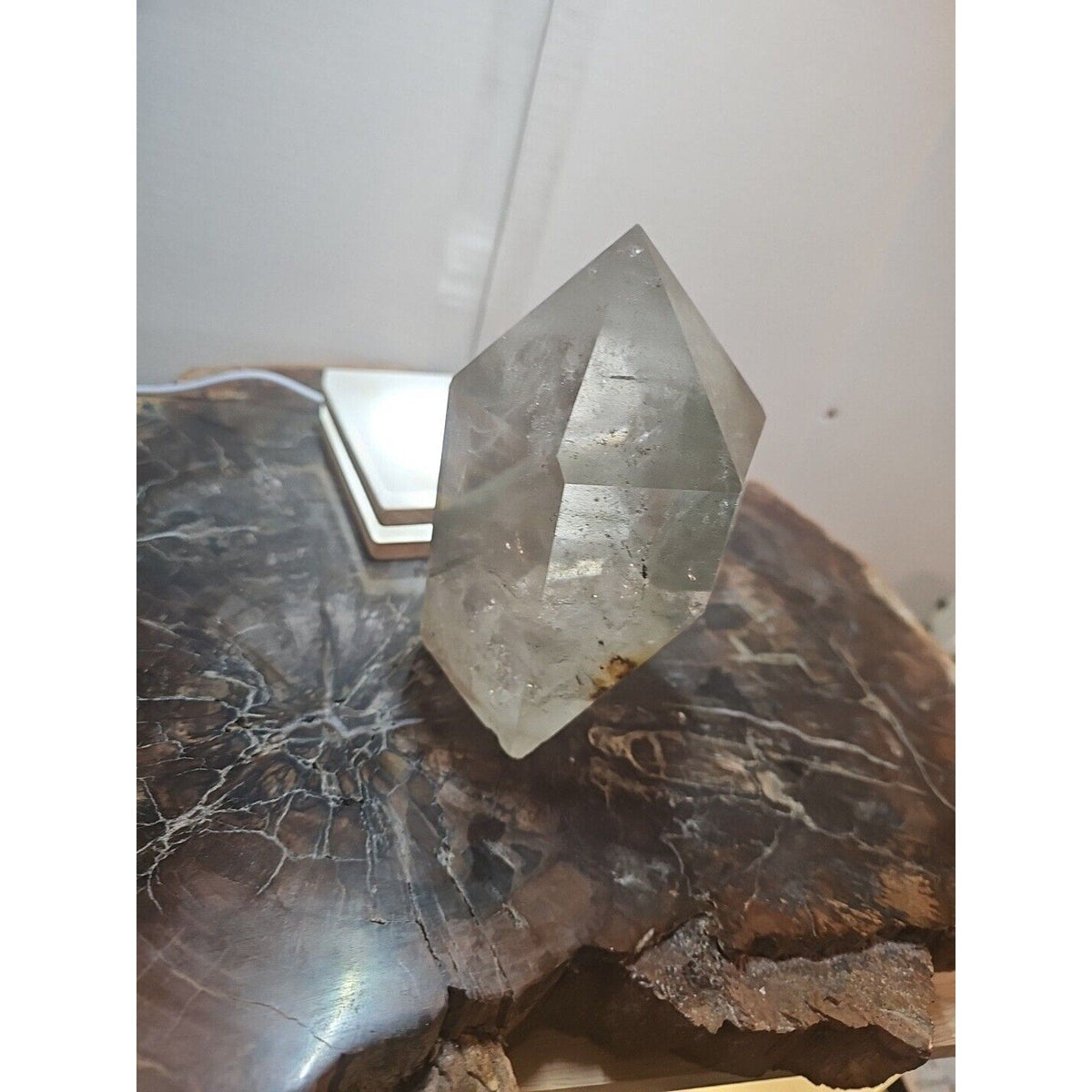 Green Ghost Phantom Quartz Crystal Obelisk — 2.7 lbs, Madagascar