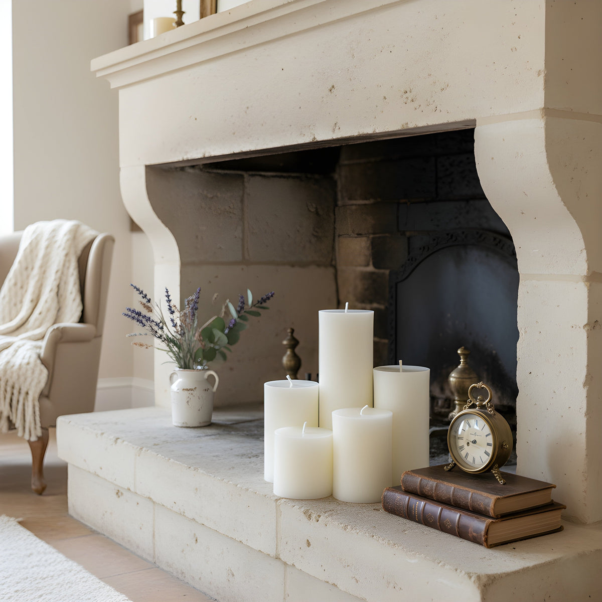 3 Inch White Beeswax Pillar Candles