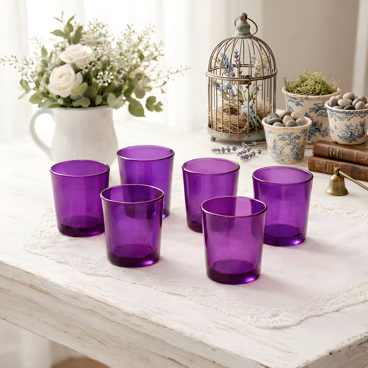 Purple Glass Votive Candle Holder