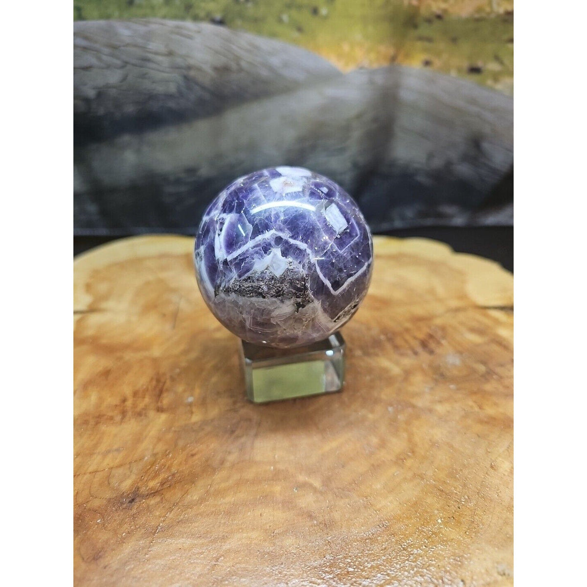 Amethyst Sphere — 65mm with Glass Stand, 1 lb