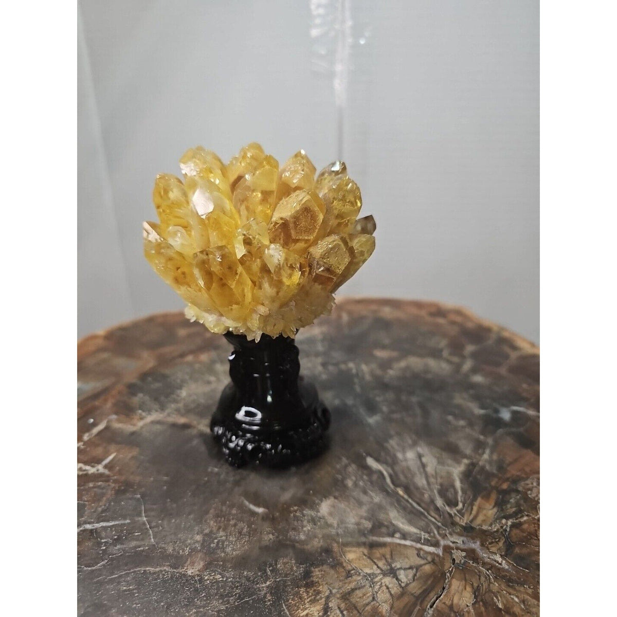 Yellow Phantom Quartz Cluster with Stand – 1.12 lb