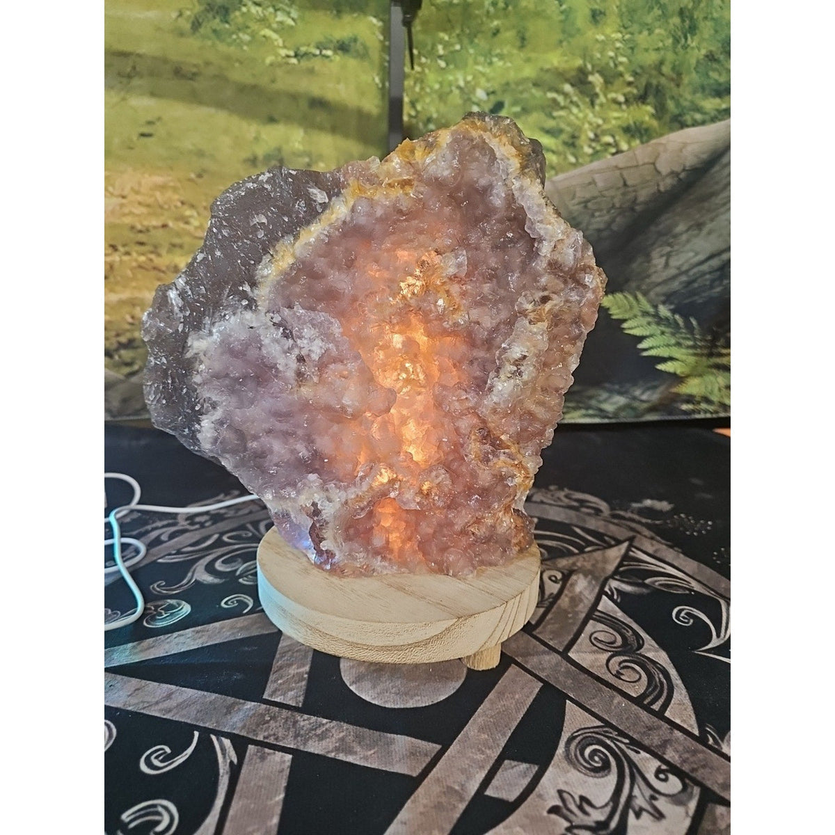 Fluorite Quartz Cluster with LED Stand – 11.9 lb