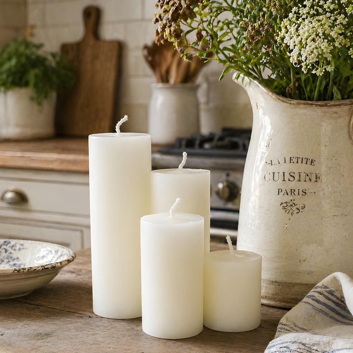 White Beeswax 2 Inch Pillar Candle Set