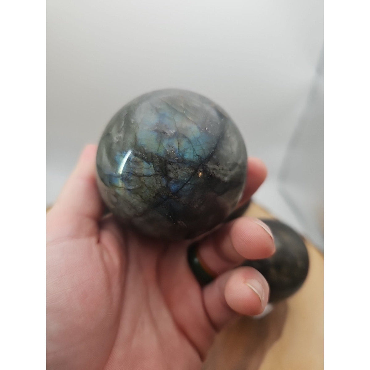 Rainbow Labradorite Crystal Sphere — 1lb Polished Ball with Stand