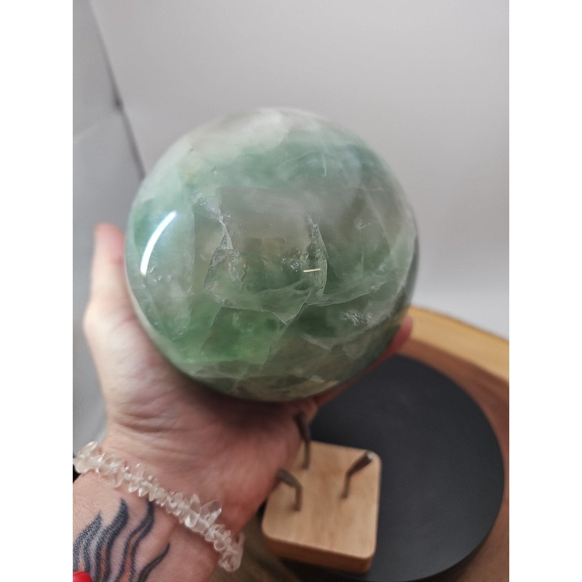 Large Natural Green Fluorite Quartz Crystal Sphere — 5.43 lbs, Madagascar