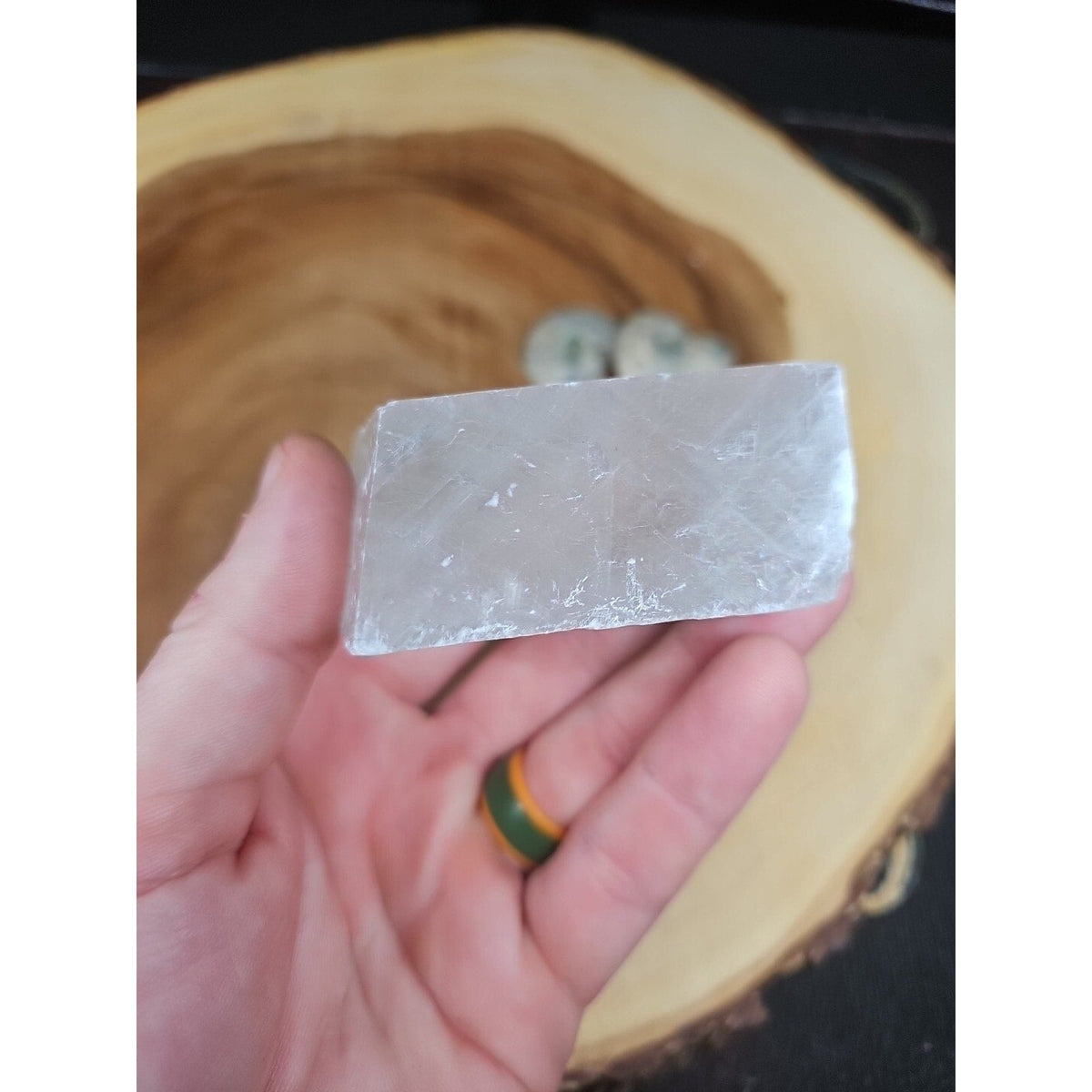 Ammonite Fossil W/Selenite Base 260g