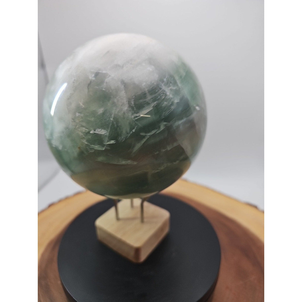 Large Natural Green Fluorite Quartz Crystal Sphere — 5.43 lbs, Madagascar