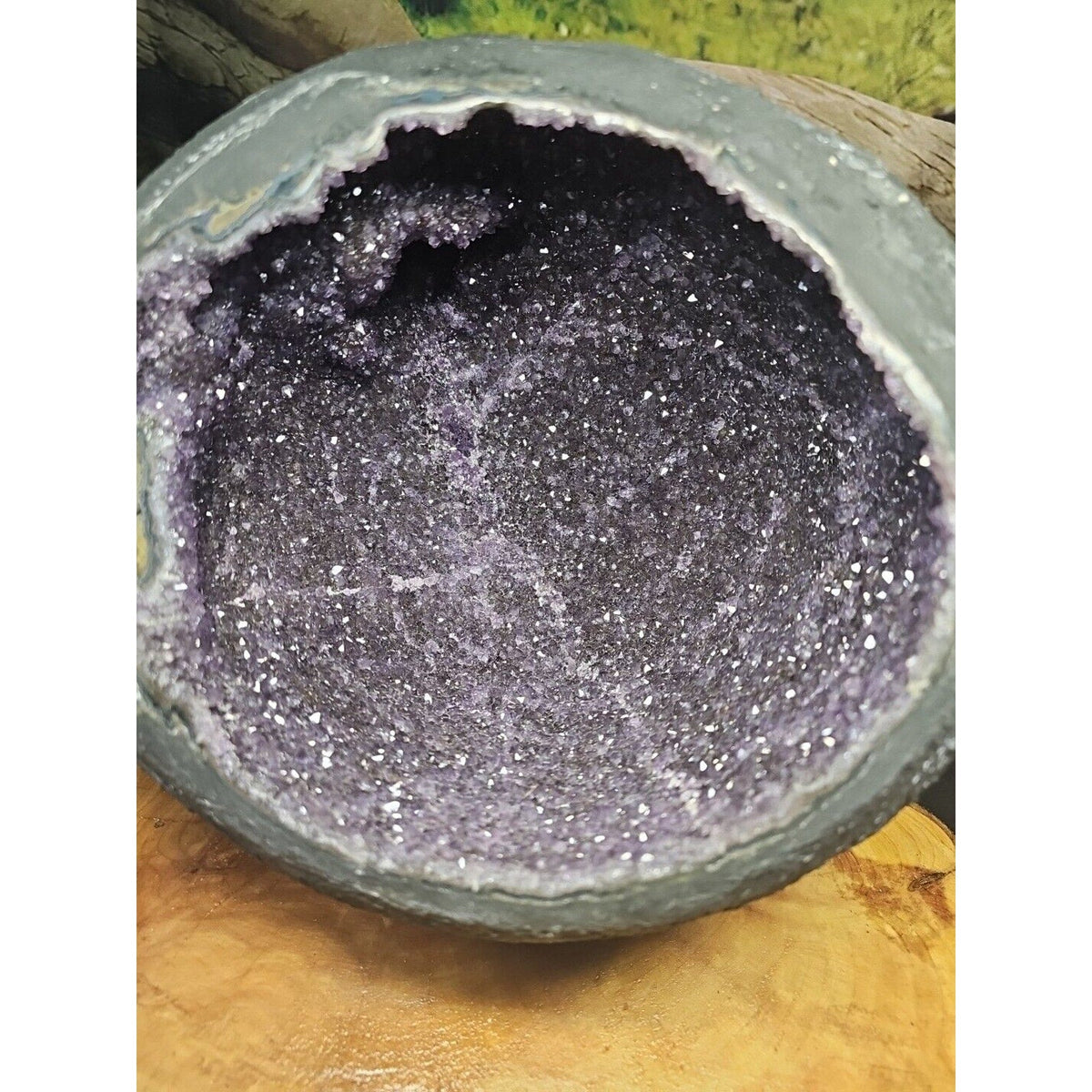 Raw Amethyst Money Bag Geode — 16.8 lbs, Abundance & Reiki Energy Crystal