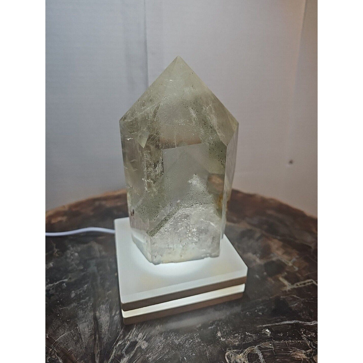 Green Ghost Phantom Quartz Crystal Obelisk — 2.7 lbs, Madagascar