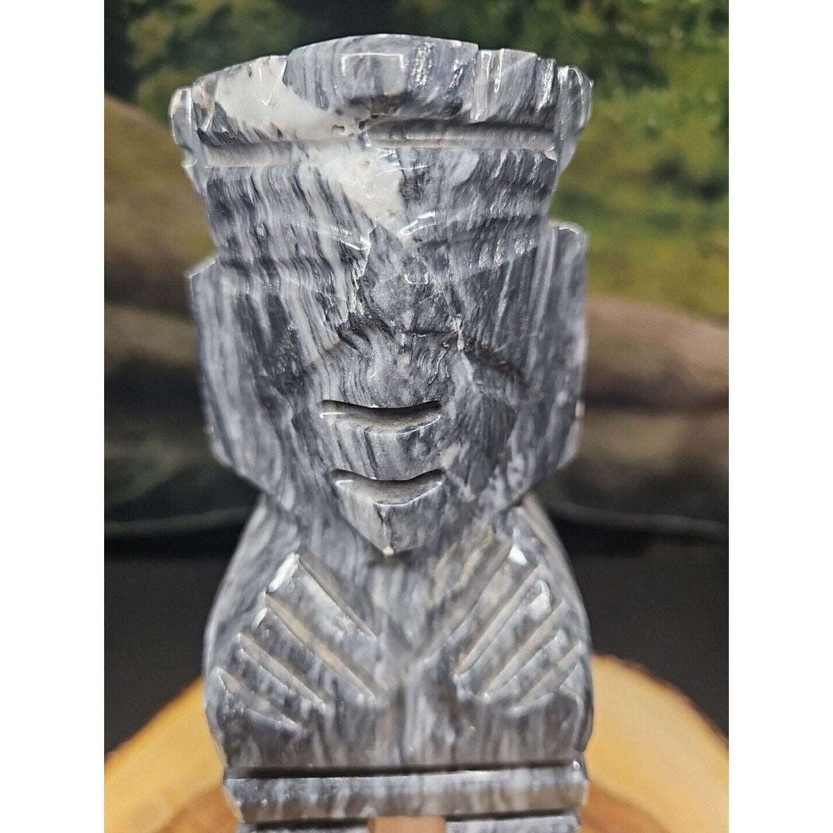 Carved Onyx Aztec Mayan Tiki Sculpture — 4 lbs, 7 inches, Mexican Onyx