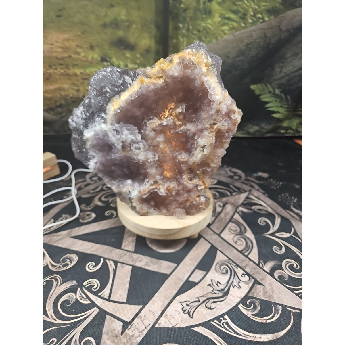 Fluorite Quartz Cluster with LED Stand – 11.9 lb