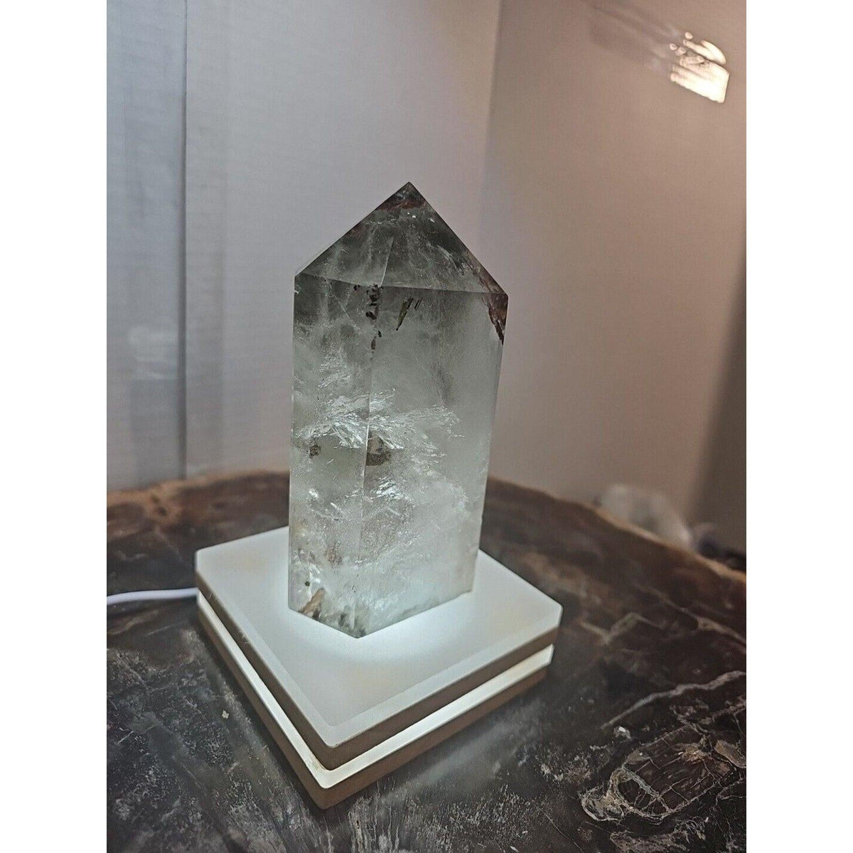 Madagascar Green Ghost Phantom Quartz Obelisk - 1.73LB Vitreous Healing Point