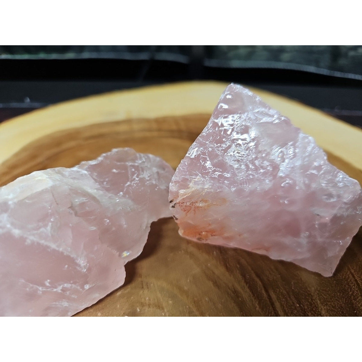 Raw Rose Quartz Chunk Pair — 1lb Natural Crystal, Brazil