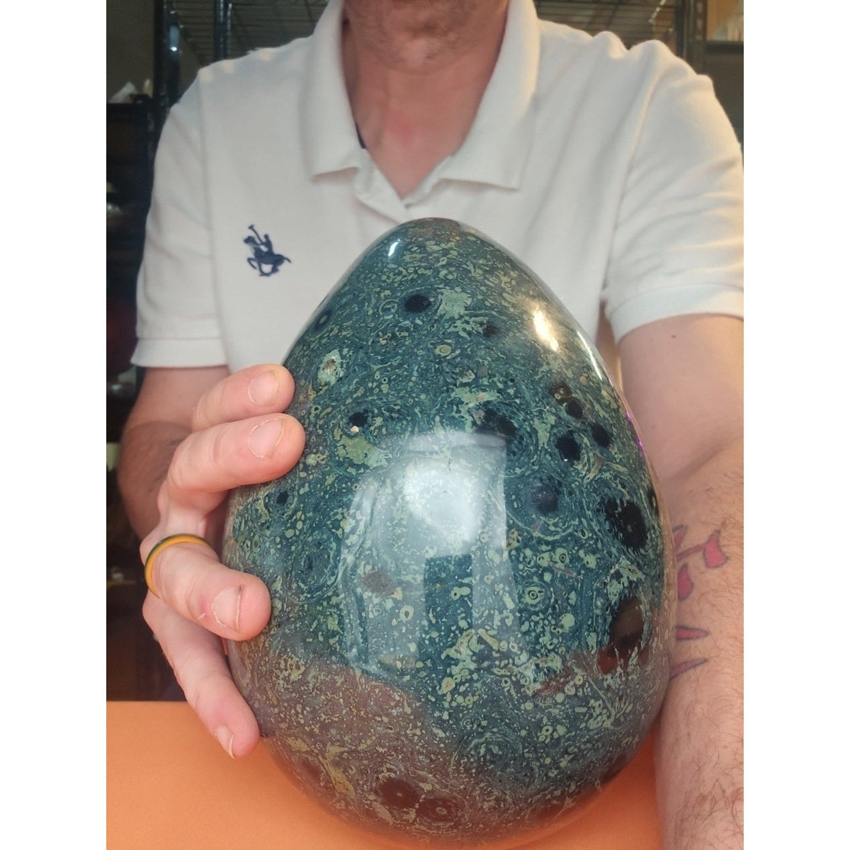 Kambaba Jasper Specimen with Jade Stand – 15.2 lb