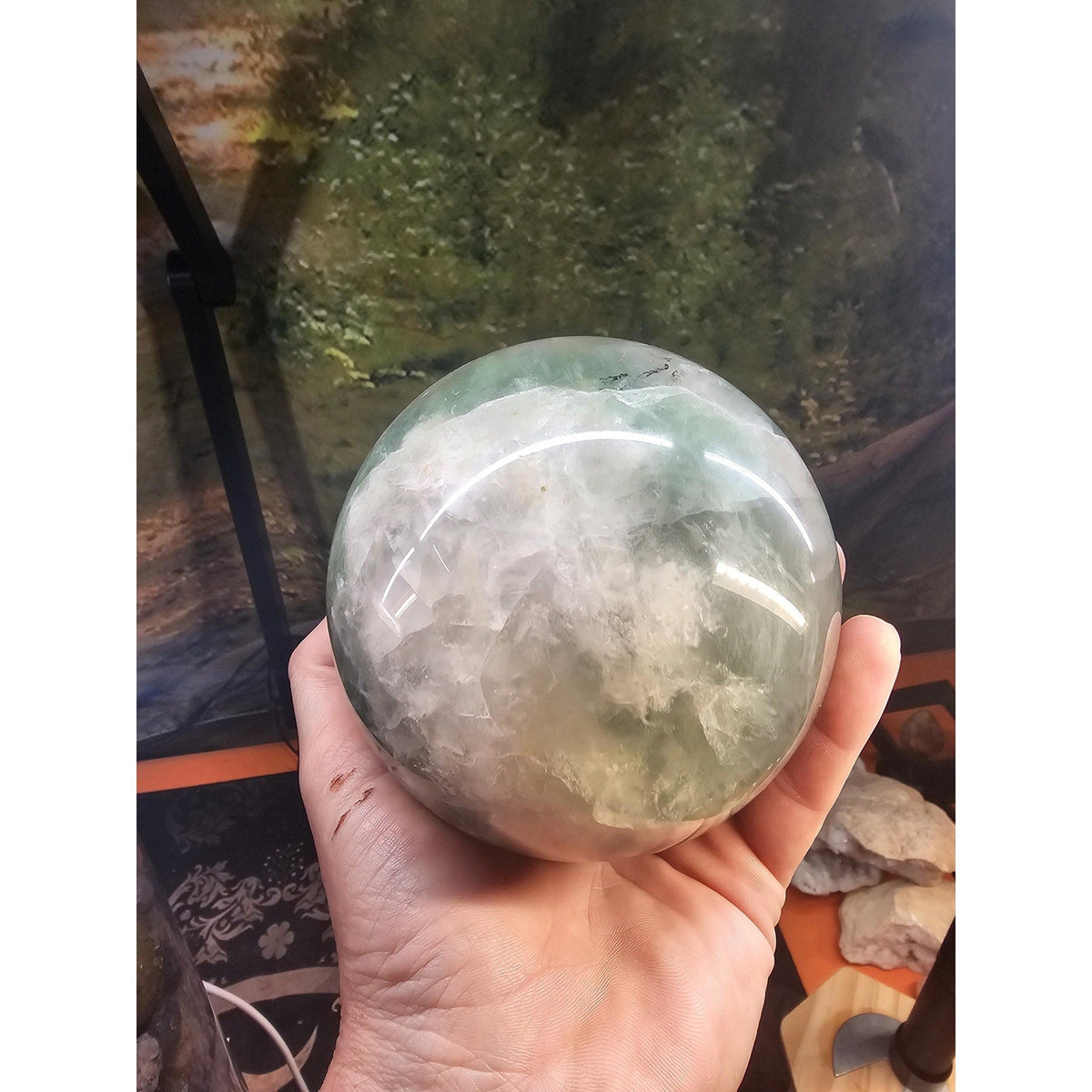 22 lb Mixed Crystal Vase with LED Fluorite Sphere