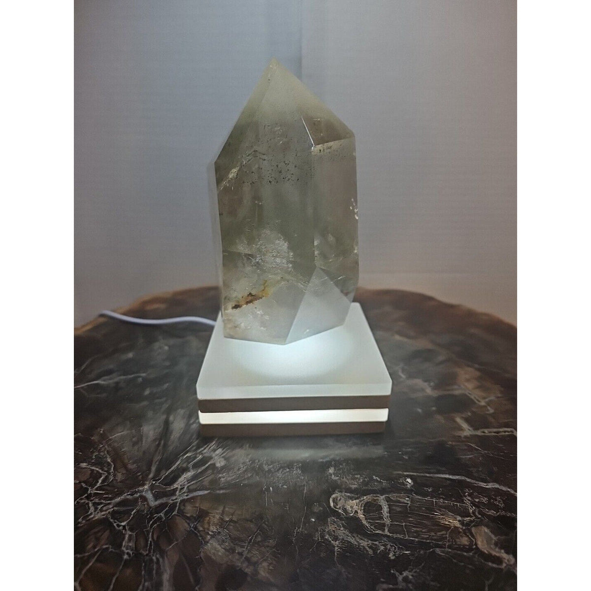 Green Ghost Phantom Quartz Crystal Obelisk — 2.7 lbs, Madagascar