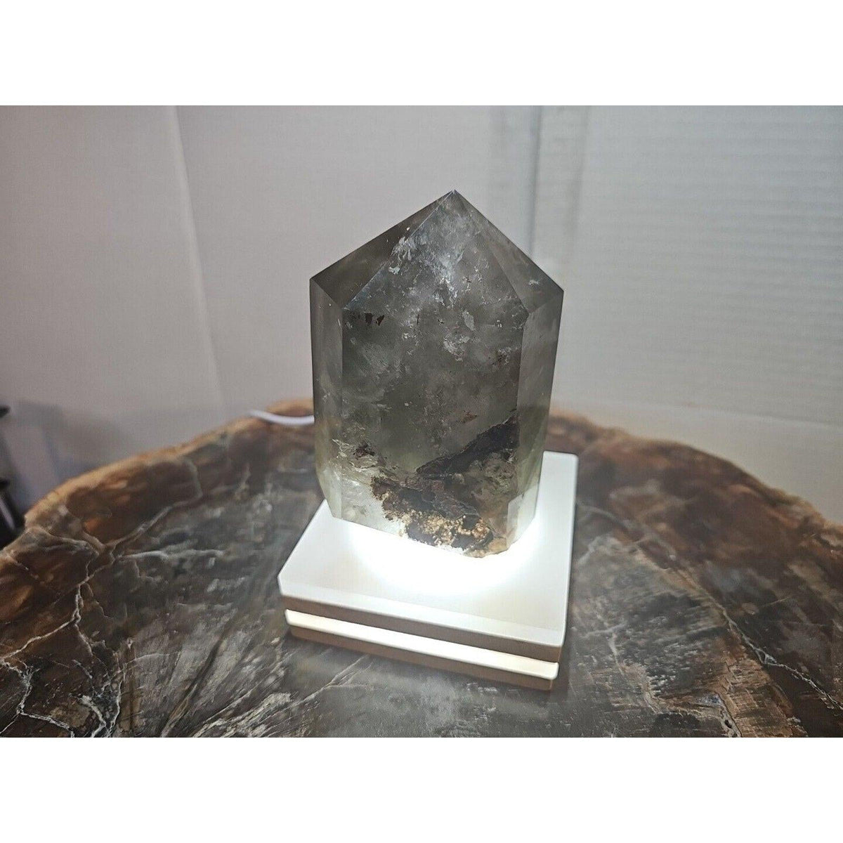 Green Ghost Phantom Quartz Crystal Obelisk — 1.73 lbs, Madagascar