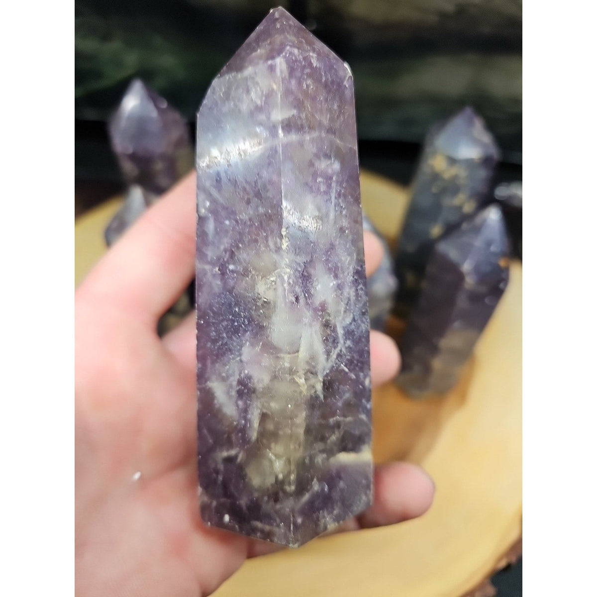 Purple Mica Lepidolite Crystal Tower — 300g–400g, Africa