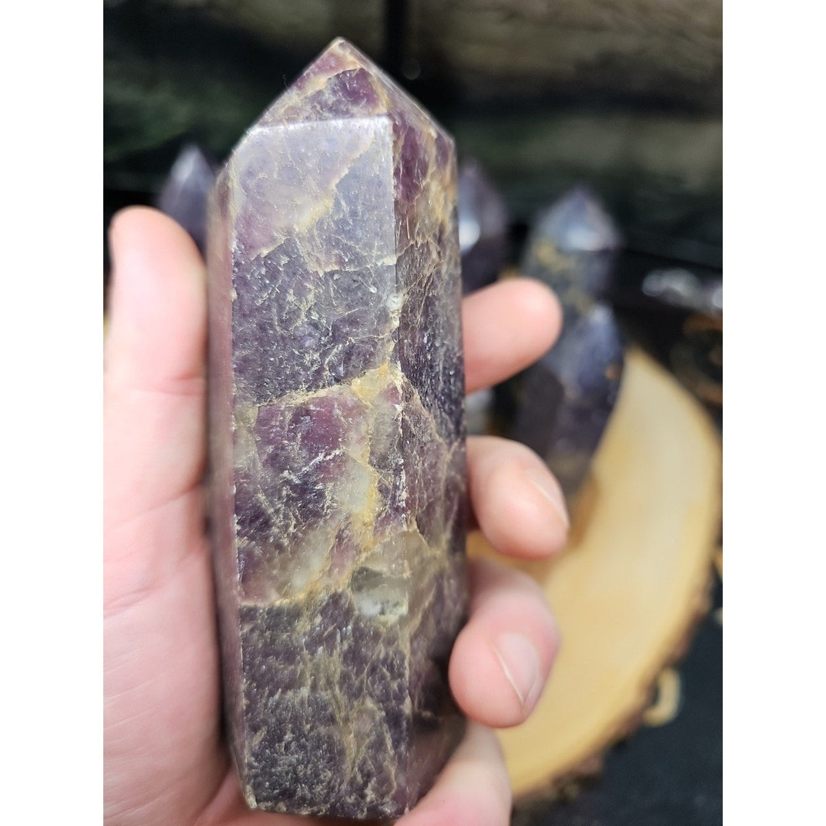 Purple Mica Lepidolite Crystal Tower — 300g–400g, Africa