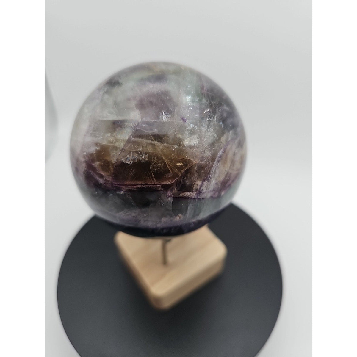 Natural Fluorite Crystal Sphere — 1.5lb, Purple & Green Banding