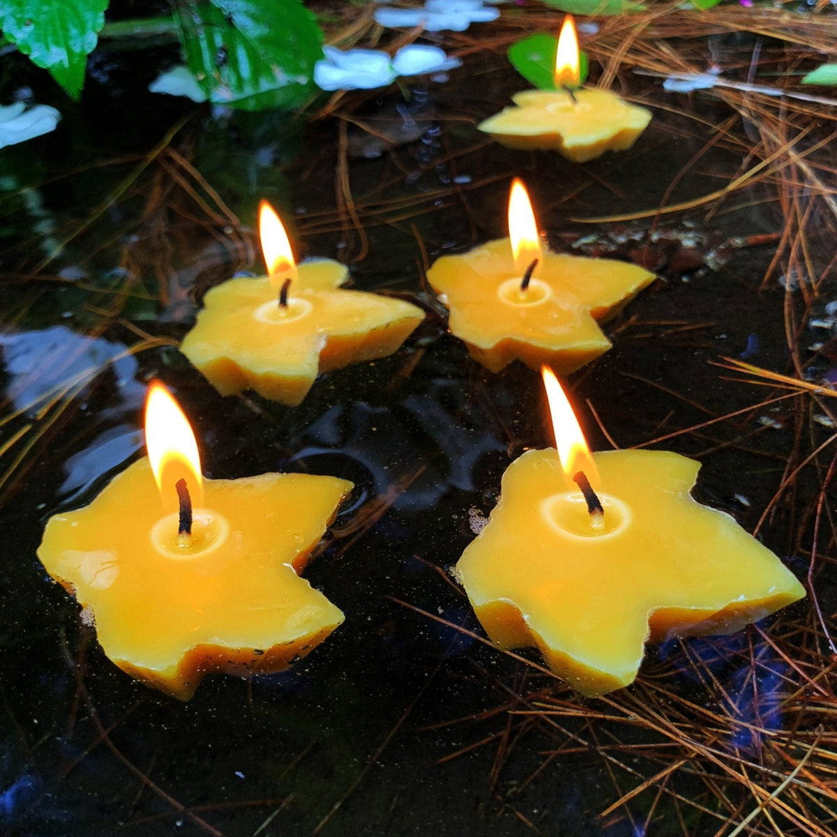 Floating Maple Leaf Beeswax Candles