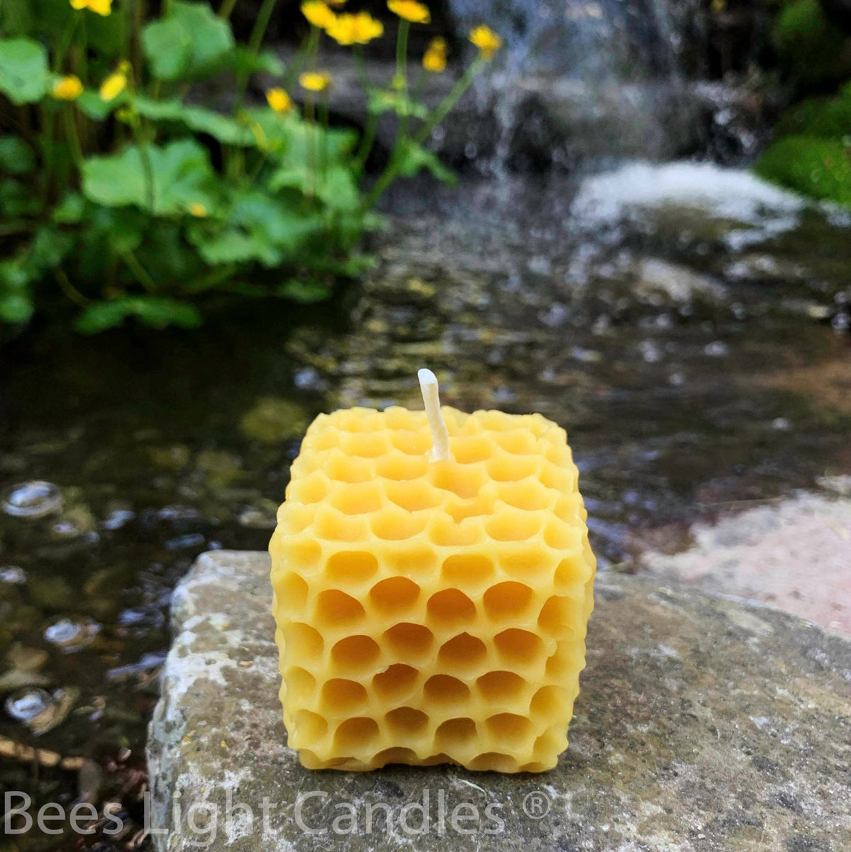 Honeycomb Cube Beeswax Candle