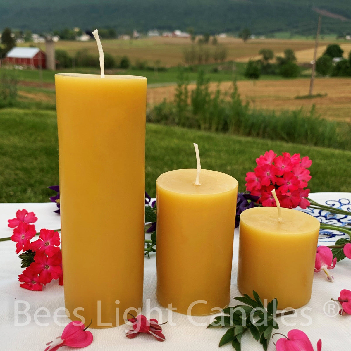 2 Inch Yellow Beeswax Pillar Candle Set