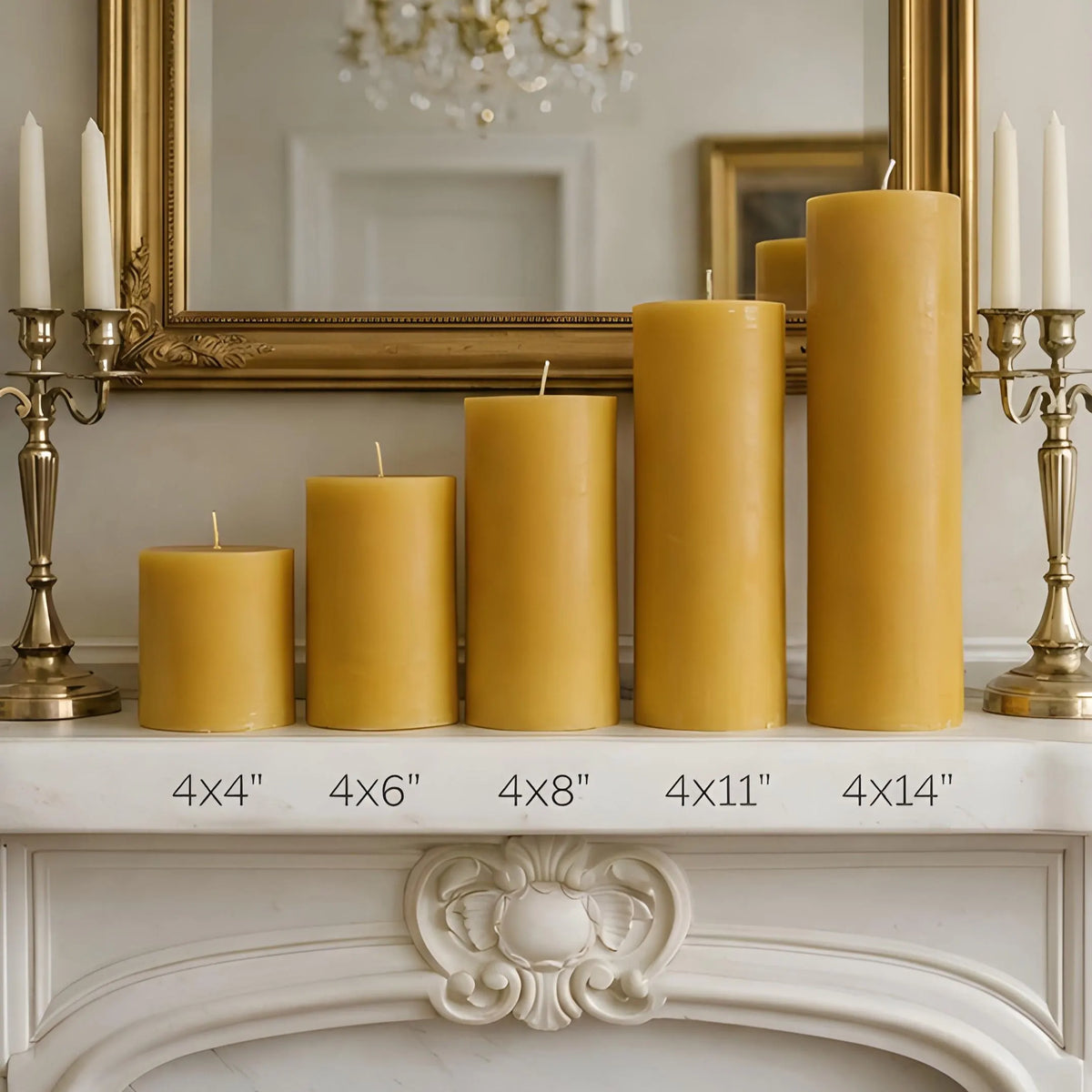 4x4 Inch Yellow Beeswax Pillar Candle