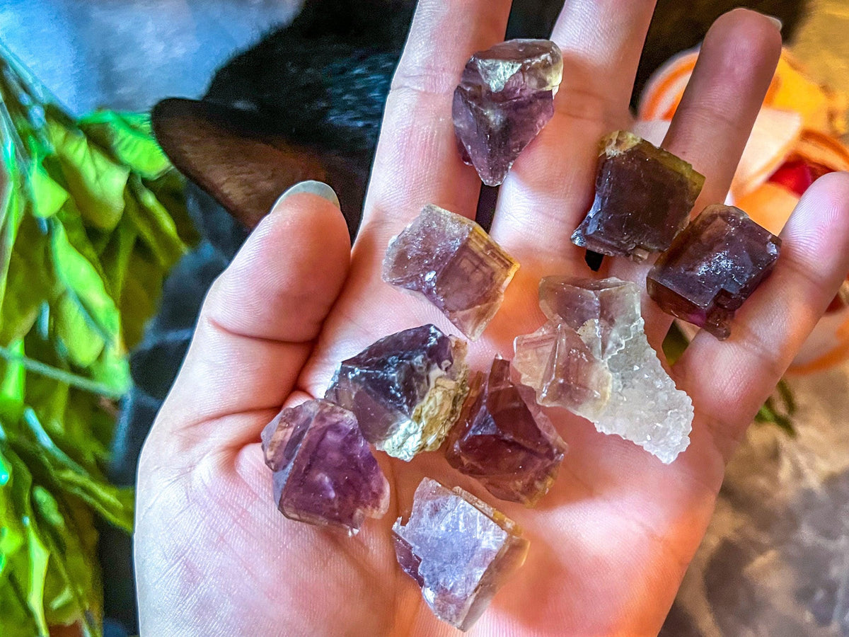 ANHUI Yellow Fluorite with Thousand Layer Purple Phantoms, RARE Minerals