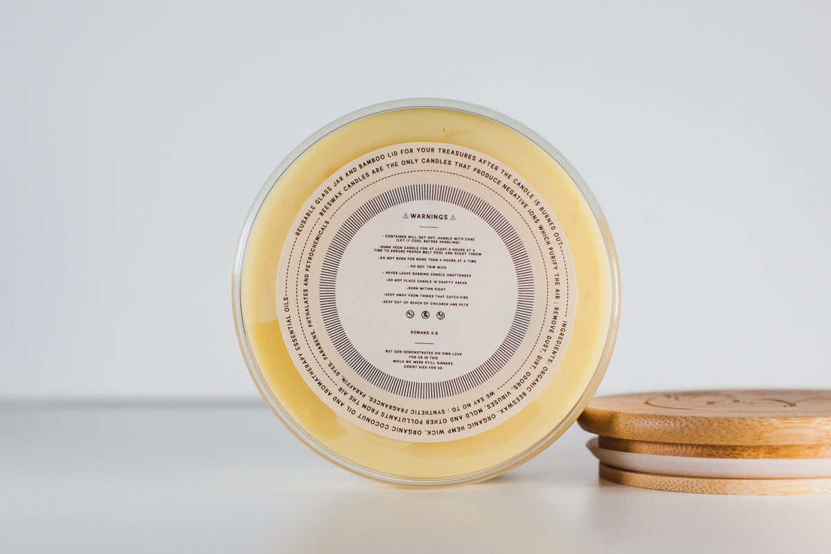 Patchouli + Grapefruit Beeswax Candle |8 oz